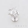 PEAR DROP CZ SEA TURTLE TOP PUSHIN (THREADLESS) 316L SURGICAL STEEL LABRET SET
